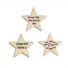 Emotions Enamel Pins Golden Star Brooches Lapel Badges Funny Quotations Jewelry