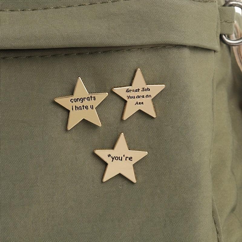 Emotions Enamel Pins Golden Star Brooches Lapel Badges Funny Quotations Jewelry