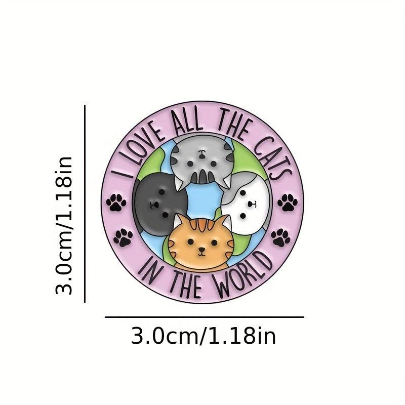 Men's Cartoon Cat English Letter Hat Coat Alloy Brooch