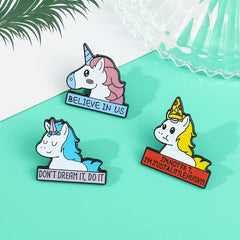 Unicorn Alphabet Metal Brooch For Holiday Gift
