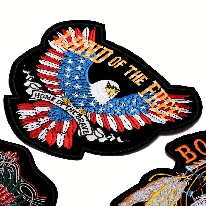 4pcs Embroidered Punk Skull Cloth Stickers Halloween Style Decorative Patches