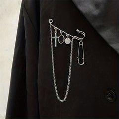 Chain Cross Brooch Tassel Pin Buckle Clothes Accessories