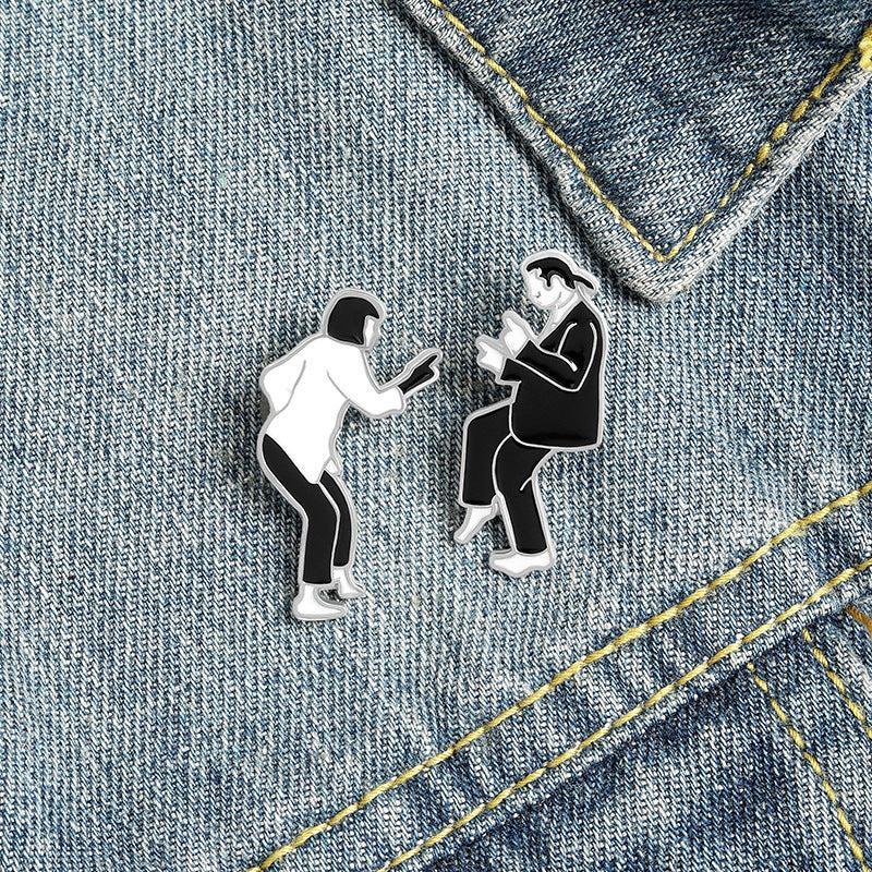 Dancing Girl Boy Brooch Enamel Pin Backpacks Jackets Hats Scarves Pants