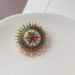 Vintage Western Pearl Bohemian Brooch for Banquet Wear