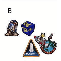 4pcs Cartoon Planet Embroidered Patch Stickers Clothes Pants Hat Cloth Stickers