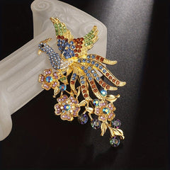 Colorful Zircon Peacock Brooch Banquet Fine Jewelry