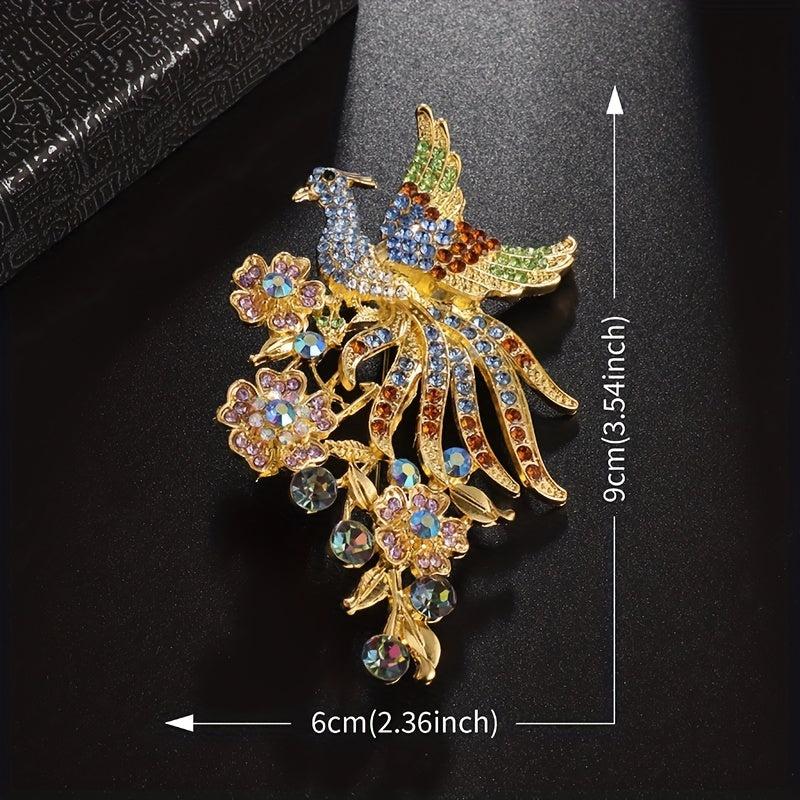 Colorful Zircon Peacock Brooch Banquet Fine Jewelry