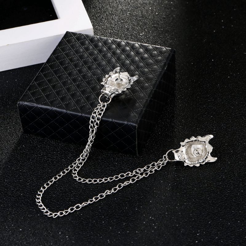 Alloy Dragon Head Shirt Collar Pin Suit Accessories Brooch Men's Decorations