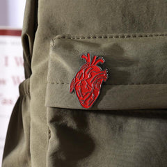 Unique Red Heart Alloy Brooch for Men