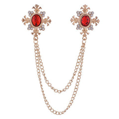 Men's Cross Coat Collar Chain Women's Tassel Rhinestone Brooch