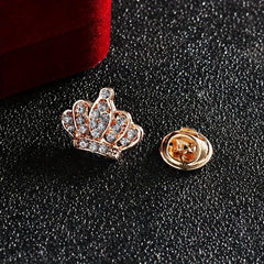 Rhinestone Collar Pin Crown Brooch Metal Button