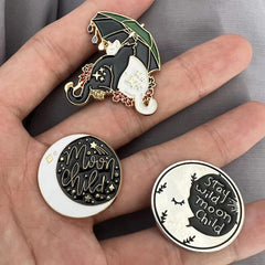 Magic Cat Moon Child Enamel Pin Men's Gift