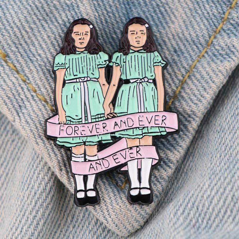Enamel Pin Badges Brooches For Men Twin Girls Pins For Backpacks
