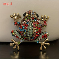 Pink Green Rhinestone Big Belly Frog Amphibian Brooch Pendant Pin