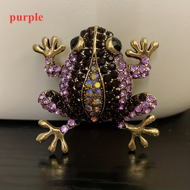 Pink Green Rhinestone Big Belly Frog Amphibian Brooch Pendant Pin