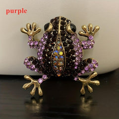 Pink Green Rhinestone Big Belly Frog Amphibian Brooch Pendant Pin
