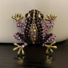 Pink Green Rhinestone Big Belly Frog Amphibian Brooch Pendant Pin