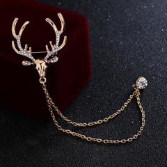 Men's Elk Brooch Tassel Chain for Shirt Suit