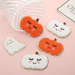 Embroidered Iron On Patches - Bow Pumpkin Gh