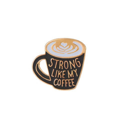 Cartoon Coffee Charm Brooch Vintage Printed Clothes Accessory Pin