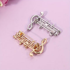 Rhinestone Notes Brooch Sweater Pin for Men
