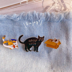 Cat Series Brooches for Denim Bags Hats Shoes Accessories