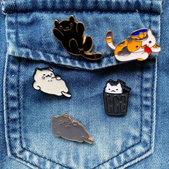 Cat Series Brooches for Denim Bags Hats Shoes Accessories