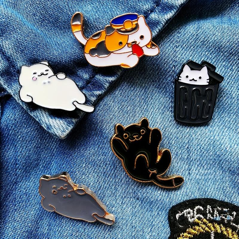 Cat Series Brooches for Denim Bags Hats Shoes Accessories