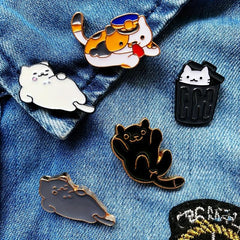 Cat Series Brooches for Denim Bags Hats Shoes Accessories