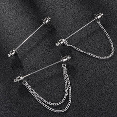 Alloy Chain Tassel Brooch Men's Shirt Suit Collar Pin