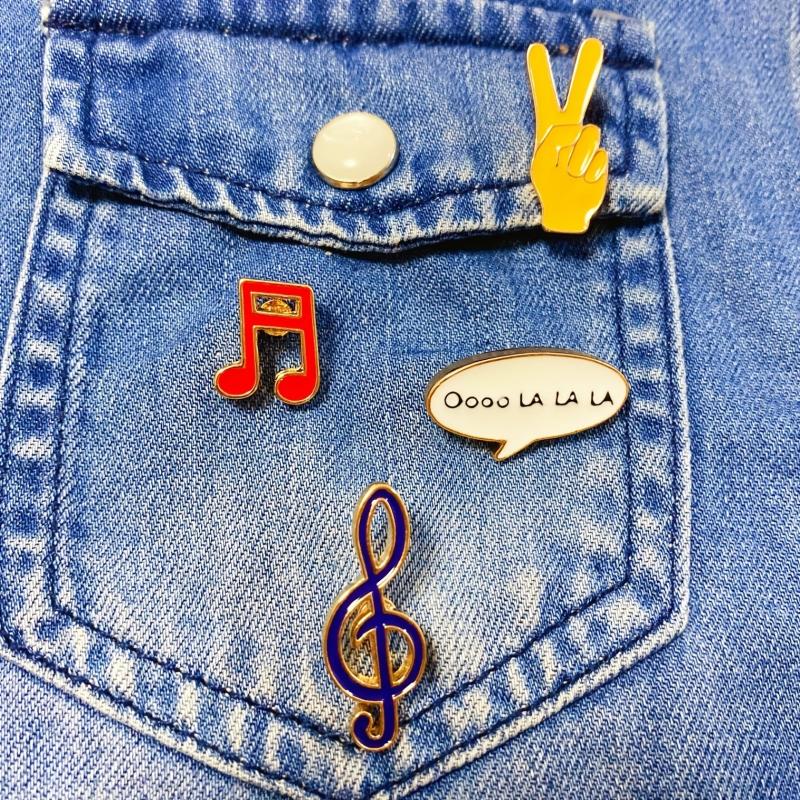 Music Series Brooches for Jeans Baguette Hat Pencil Shoes Makeup