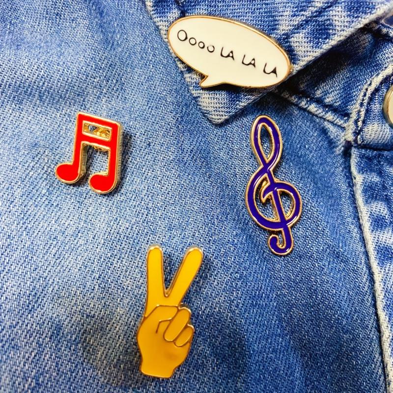 Music Series Brooches for Jeans Baguette Hat Pencil Shoes Makeup