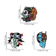 Zombie Face Ghost Kabuki Brooch Pin