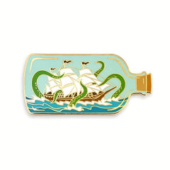 Sea Monster Enamel Lapel Pin in Bottle