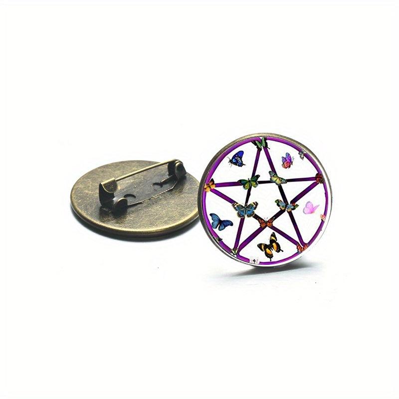 Wiccan Star Necklace Butterflies Love Hippie Women Men's Brooch Pins
