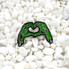 Green Zombie Skull Hand Brooch Pin Gothic Halloween Jewelry