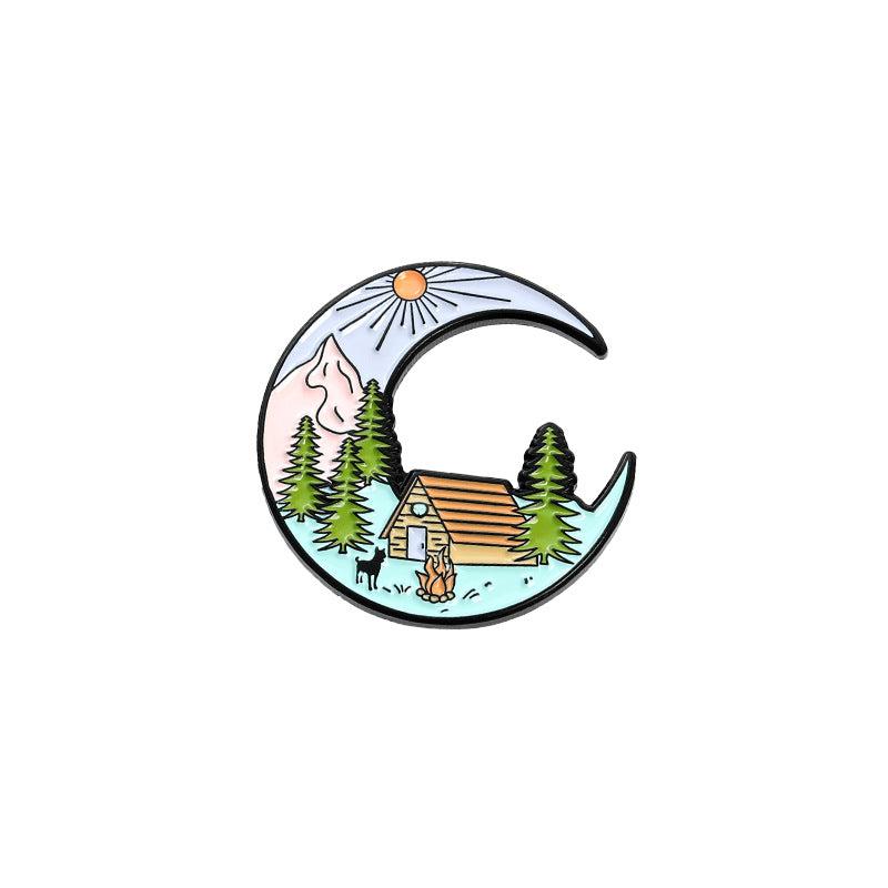 Moon Mountain Bus Cartoon Brooch