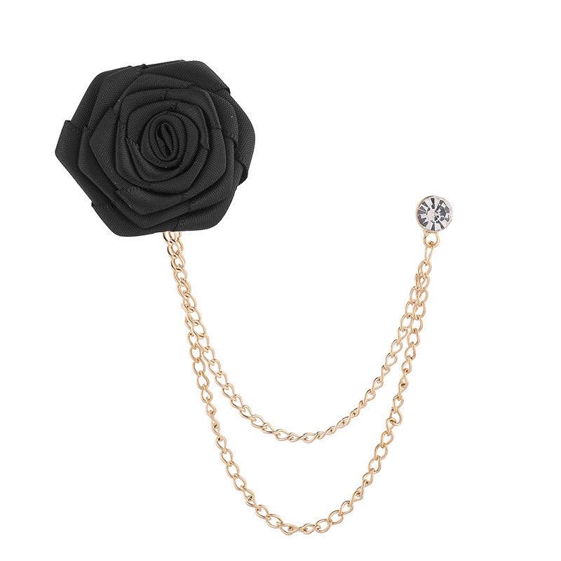 Couple Style Rose Brooch Tassel Chain Suit Chest Jewelry