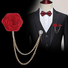 Couple Style Rose Brooch Tassel Chain Suit Chest Jewelry