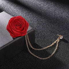 Couple Style Rose Brooch Tassel Chain Suit Chest Jewelry