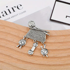 Metal Knitted Ball Sweater Brooch Pin