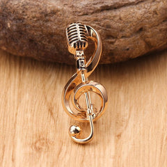 European American Retro Microphone Brooch Classic Note Microphone Jewelry
