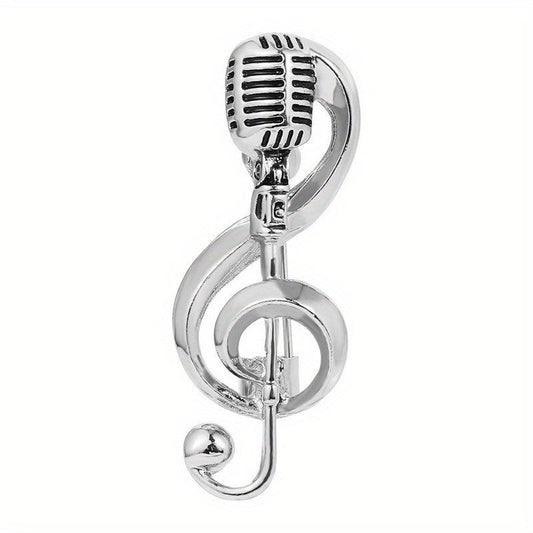 European American Retro Microphone Brooch Classic Note Microphone Jewelry