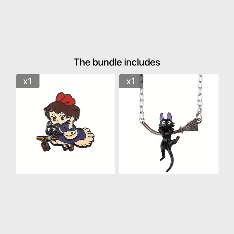 Little Girl Cat Brooch Necklace Set For Men Metal Jewelry For Men