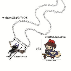 Little Girl Cat Brooch Necklace Set For Men Metal Jewelry For Men