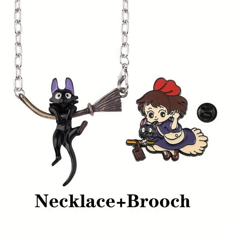 Little Girl Cat Brooch Necklace Set For Men Metal Jewelry For Men