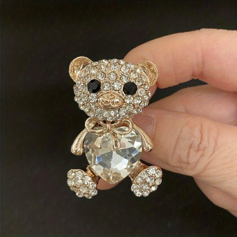 4 Colors Heart Bear Brooch Pins Bear Jewellery Gift For Men