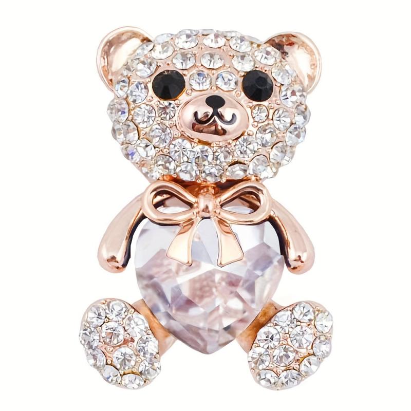 4 Colors Heart Bear Brooch Pins Bear Jewellery Gift For Men