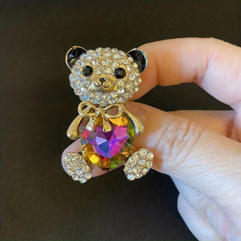 4 Colors Heart Bear Brooch Pins Bear Jewellery Gift For Men
