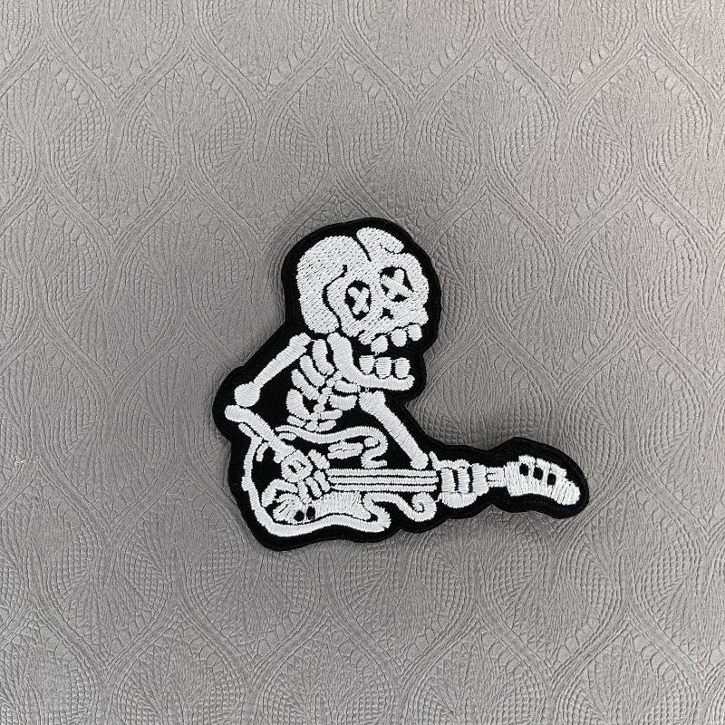 Heavy Industry Skull Guitar Crow Embroidery Sticker